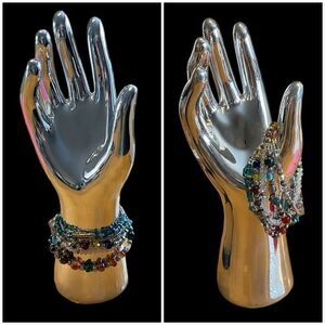 5 Elastic Beaded Bracelets in Various Colors